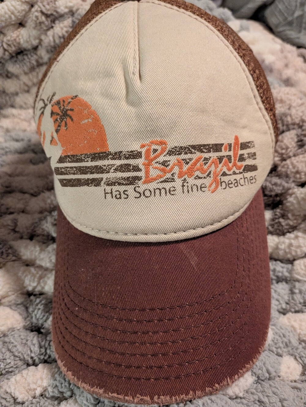 Brazil Has Some Fine Beaches Vintage-Style Brown & Cream Cap